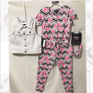 LIMITED TOO FLMM CHVRN YTH GIRL DRESS (3piece set)